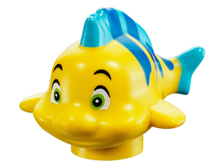 Fish, The Little Mermaid with Blue Stripes, Lime Eyes and Medium Azure Dorsal and Tail Fins Pattern (Flounder / Fabius)